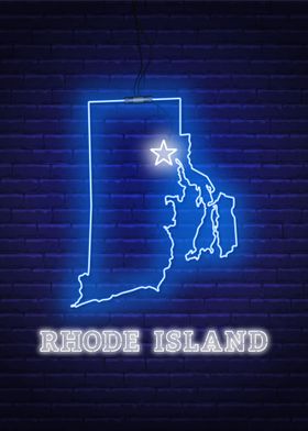 Neon Rhode Island Map