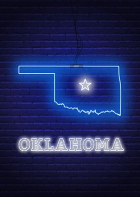 Neon Oklahoma State Map