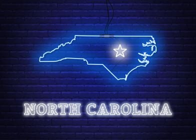 Neon North Carolina Map