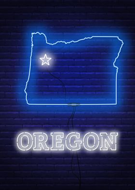 Neon Oregon State Map