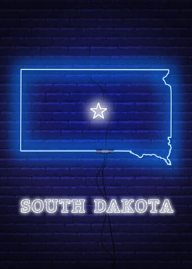 Neon South Dakota Map