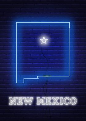 Neon New Mexico State Map