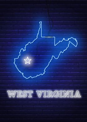 Neon West Virginia Map