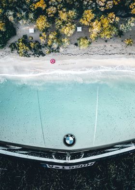 Beach on a classic car