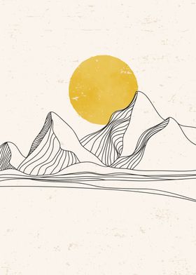 Abstract Mountain line art