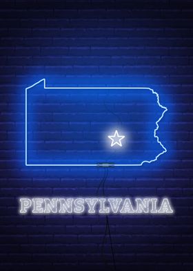 Neon Pennsylvania Map