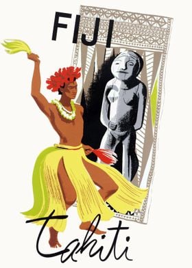 Fiji Tahiti Travel Poster