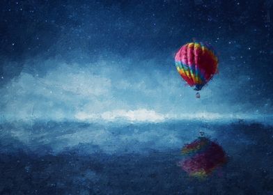 Balloon above the blue sea
