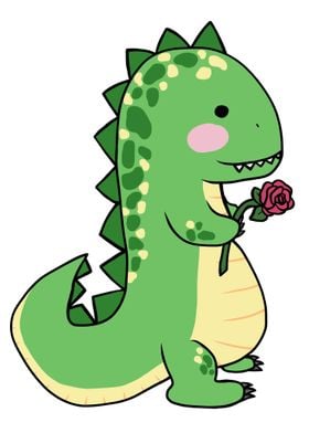 Dinosaur with rose flower
