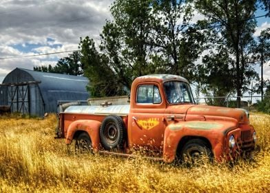 Old US truck on a farm 