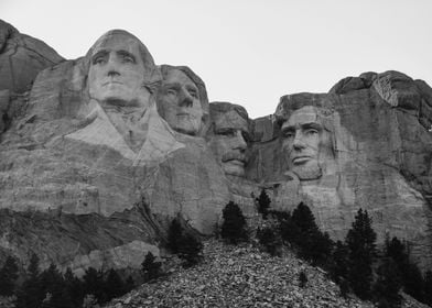 Black White Mount Rushmore