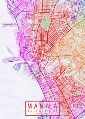 Manila City Map Colorful