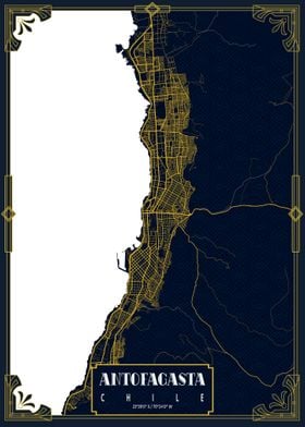 Antofagasta City Map Gold