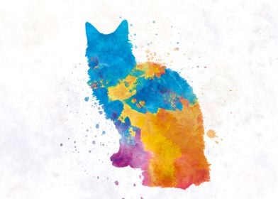 laperm cat in watercolor