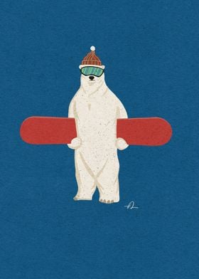 Snowboarding Polar Bear