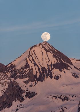 Moon Over Alps Mountain