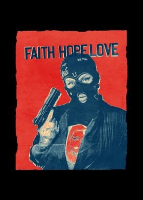 Faith Hope Love Woman Gun