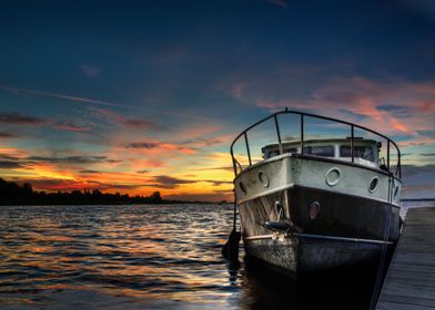 Sunset Boat scenery ' Poster by Sam Brady | Displate