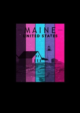 Vintage Neon City Maine