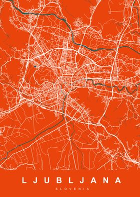 LJUBLJANA Map SLOVENIA 