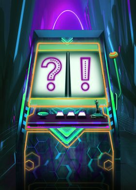 Neon Teal Slot Machine 