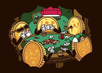 Crypto coins playing poker