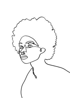 Black girl one line art