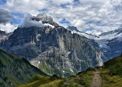 View to the snowy mountain