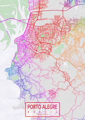 Porto Alegre Map Colorful