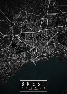 Brest City Map Dark