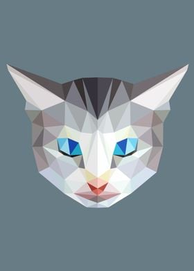 Low Poly Cat White 