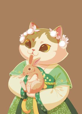 Hanfu Cat with Bunny 