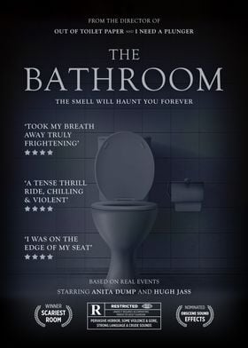 The Bathroom Funny Horror' Poster by 84PixelDesign | Displate