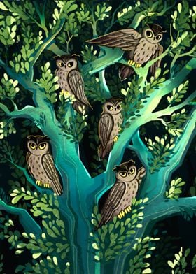 Tree with owls
