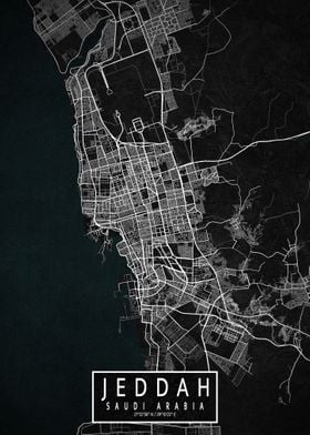 Jeddah City Map Dark