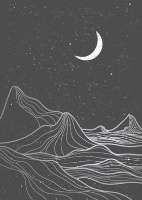 Landscape mountain lineart