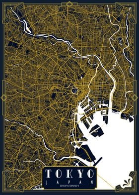 Tokyo City Map Gold