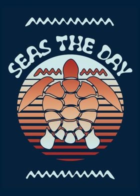 Seas the Day Retro Turtle