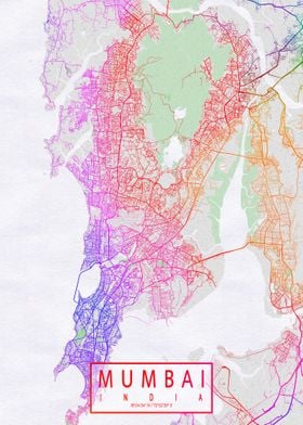 Mumbai City Map Colorful