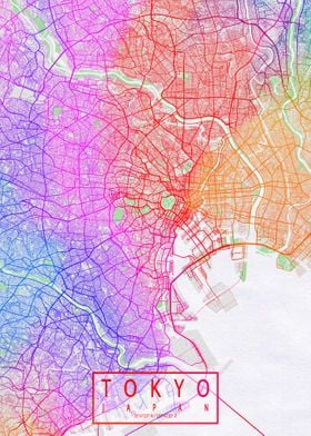 Tokyo City Map Colorful