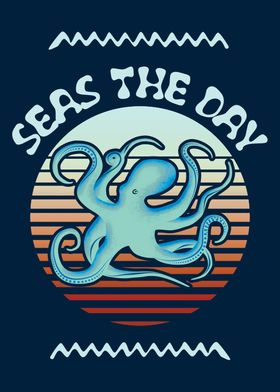 Seas The Day Retro Octopus