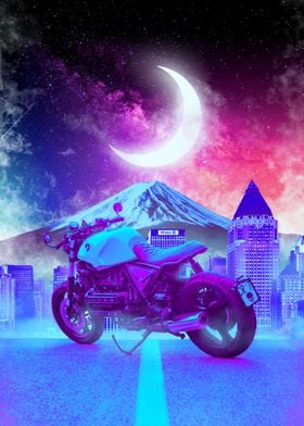 Motorcycle neon retro 