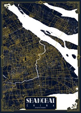 Shanghai City Map Gold