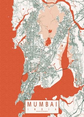 Mumbai City Map Bohemian