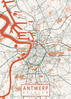 Antwerp City Map Bohemian