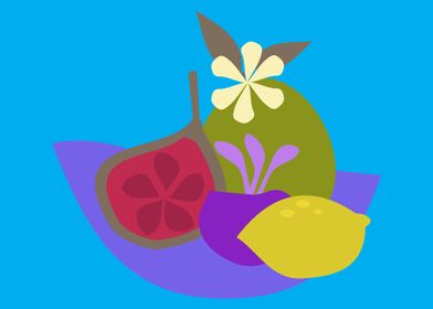 Bowl of Fruit and Flowers 