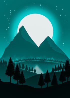 Moonlit Mountain Lake