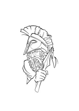 Spartan Warrior Line Art