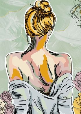 Woman back portrait art