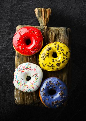 Colored sweet donuts